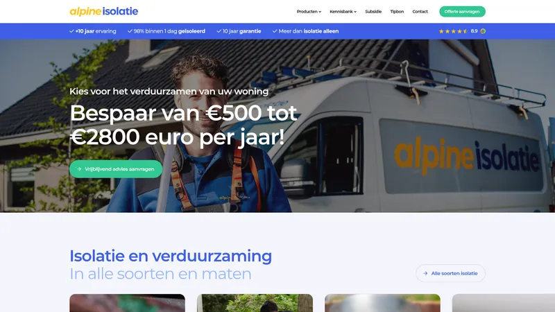 Website van Alpine Isolatie