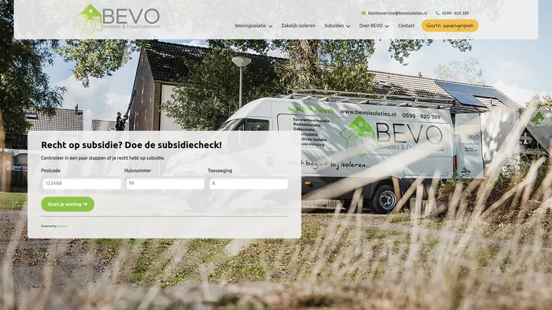 Website van BEVO Isolaties & Duurzaamheid