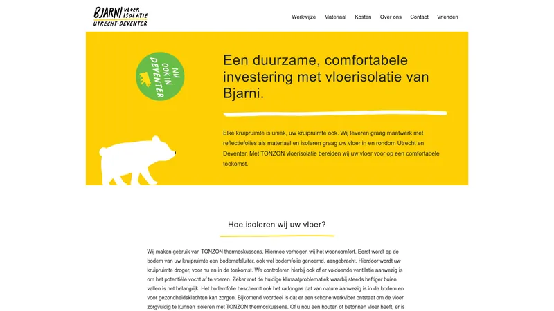 Website van Bjarni Vloerisolatie Utrecht