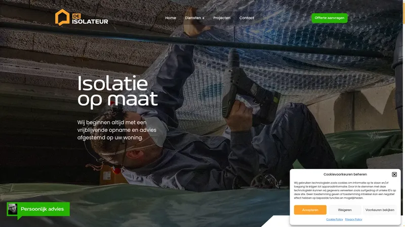 Website van De Isolateur