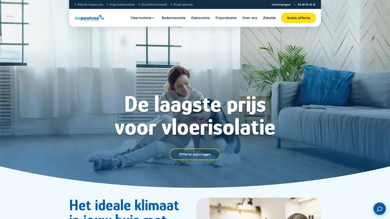 Website van De Poolvos - betaalbare vloerisolatie