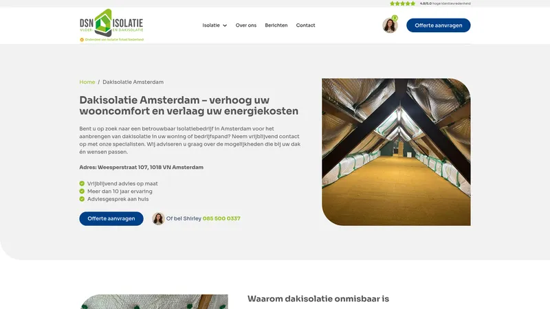 Website van DSN Dakisolatie | Isolatiebedrijf Amsterdam
