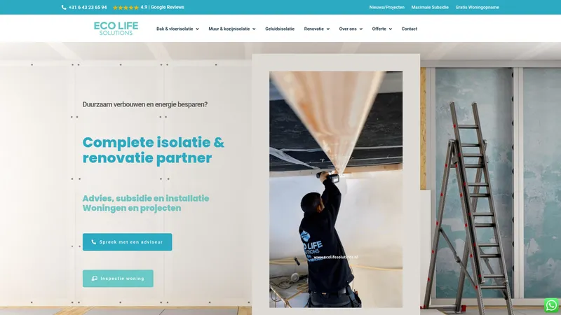 Website van Eco Life Solutions - Complete Isolatie & Renovatie