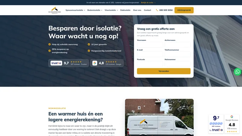 Website van H&K Isolatietechniek