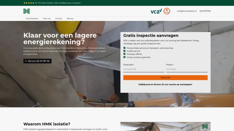 Website van HMK isolatie