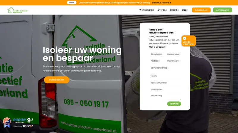 Website van Isolatie Collectief Nederland B.V.