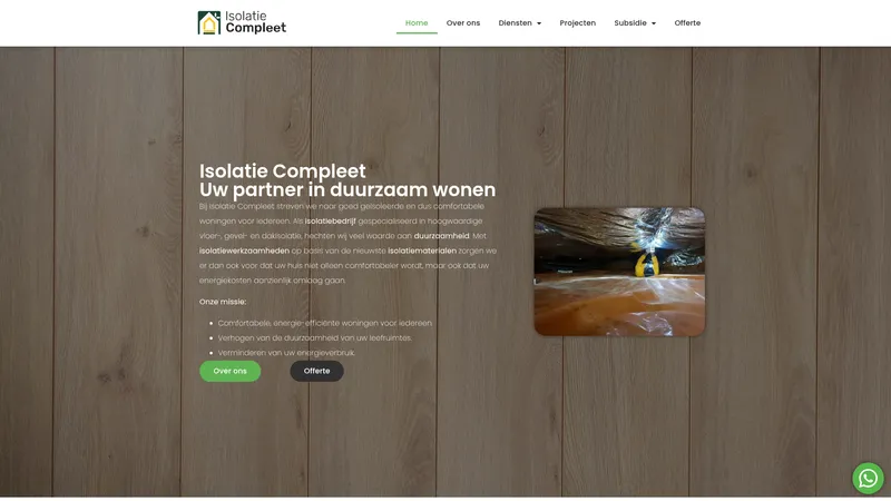 Website van Isolatie Compleet - Dak en Vloerisolatie specialist