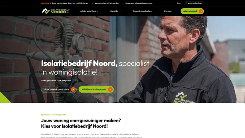 Website van Isolatiebedrijf Noord B.V.