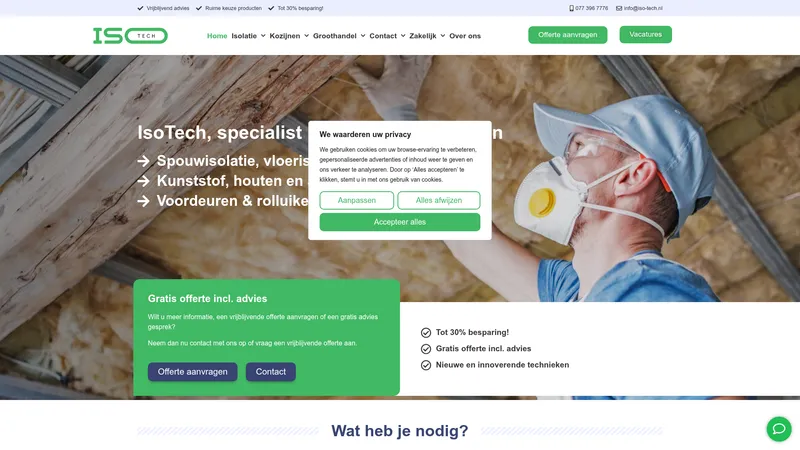 Website van IsoTech Venlo - isolatie & kozijnen