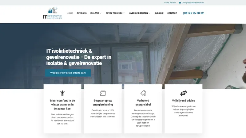 Website van IT Isolatietechniek & gevelrenovatie