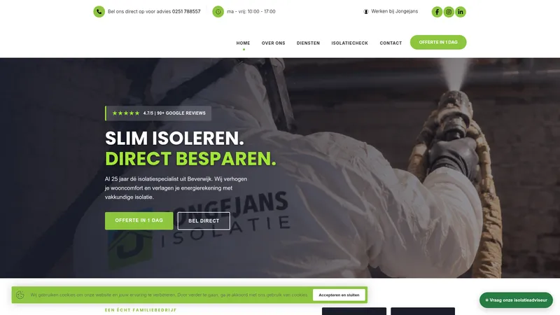 Website van Jongejans Isolatie | Isolatiebedrijf Beverwijk