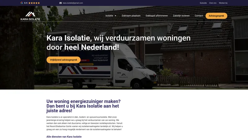 Website van Kara Isolatie B.V.