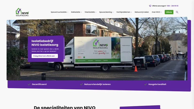 Website van NIVO Isolatiezorg Groningen