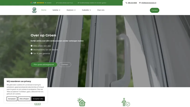 Website van Over op groen