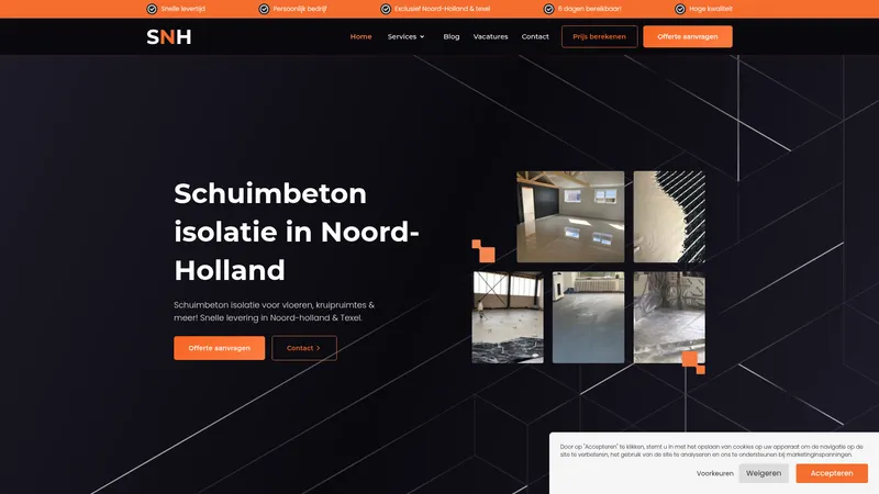 Website van SNH - Schuimbeton Noord-Holland