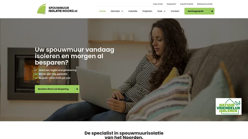 Website van Spouwmuurisolatie Noord