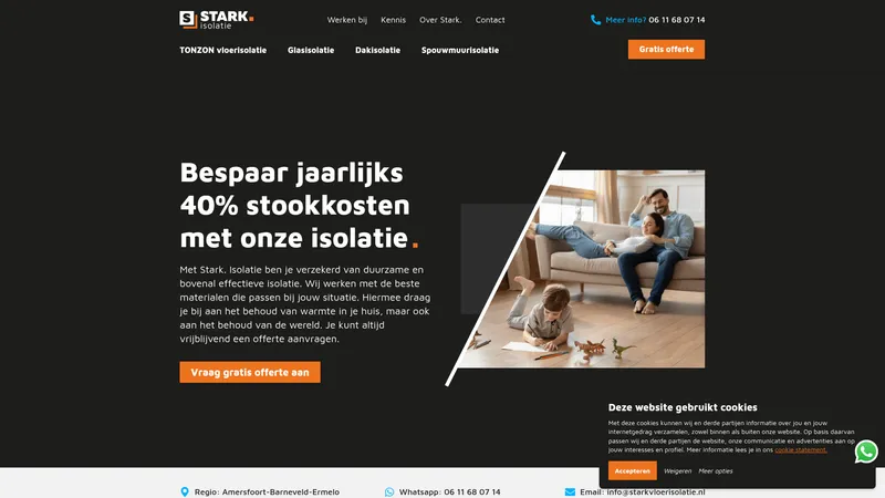 Website van Stark. Vloerisolatie | TONZON specialist