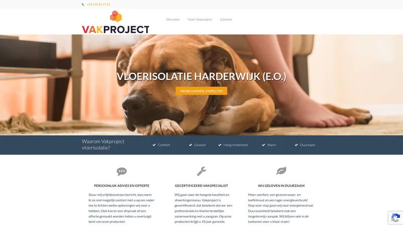 Website van Vakproject vloerisolatie